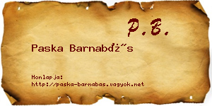 Paska Barnabás névjegykártya